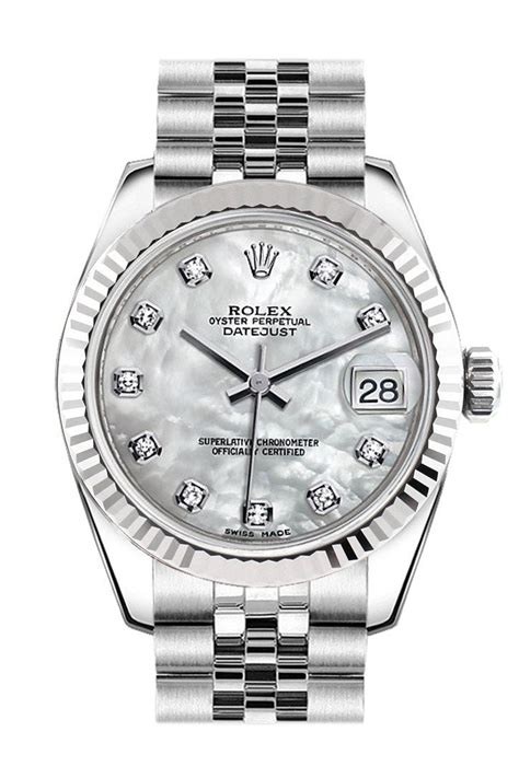 rolex datejust 31 gold mother of pearl dial|Rolex Datejust 36mm white dial.